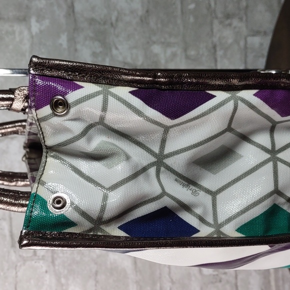 Brighton Chevron Pattern Coated Canvas Tote Bag w/Studs - Picture 7 of 16